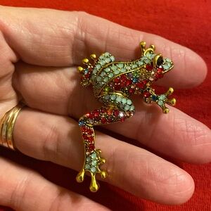 Bejeweled Frog Pin